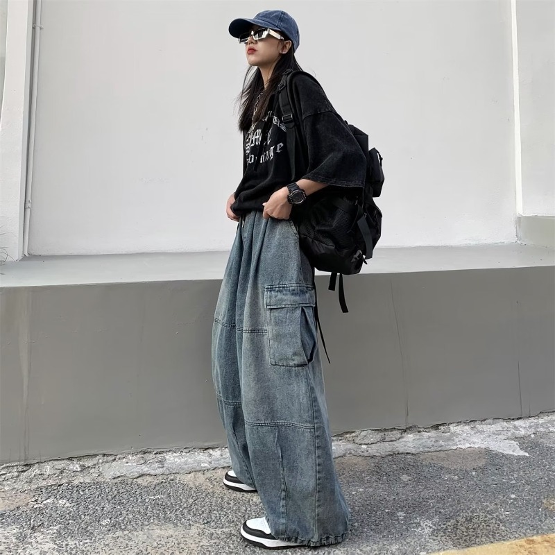 Herren Cargo Jeans Vintage Look Gerade Passform Distressed Denim_voghion.com