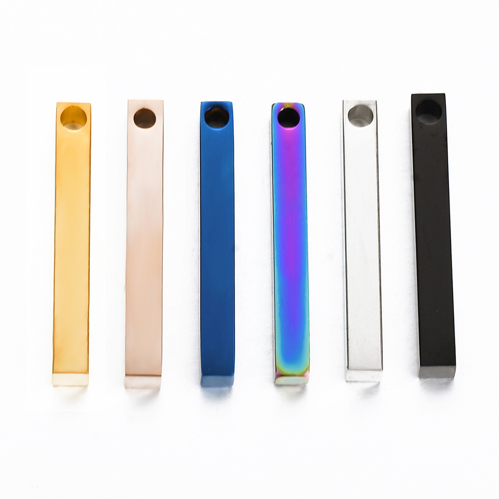 38g Weight 5 PCS/Package Stainless Steel Customization Laser Engraving Rectangle Charms Jewelry Accessories
