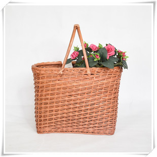 New pastoral style handmade rattan basket decorative flower basket snack items portable storage basket factory wholesale