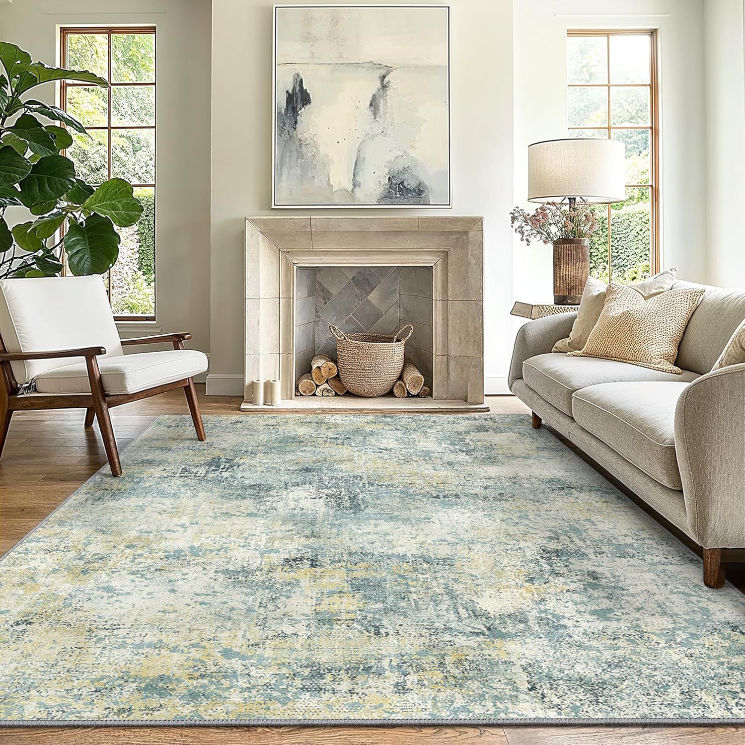 Cross-Border Modern Abstract Smudged Striped Living Room Tea House Crystal Velvet Carpet Room Carpet Ready for Delivery