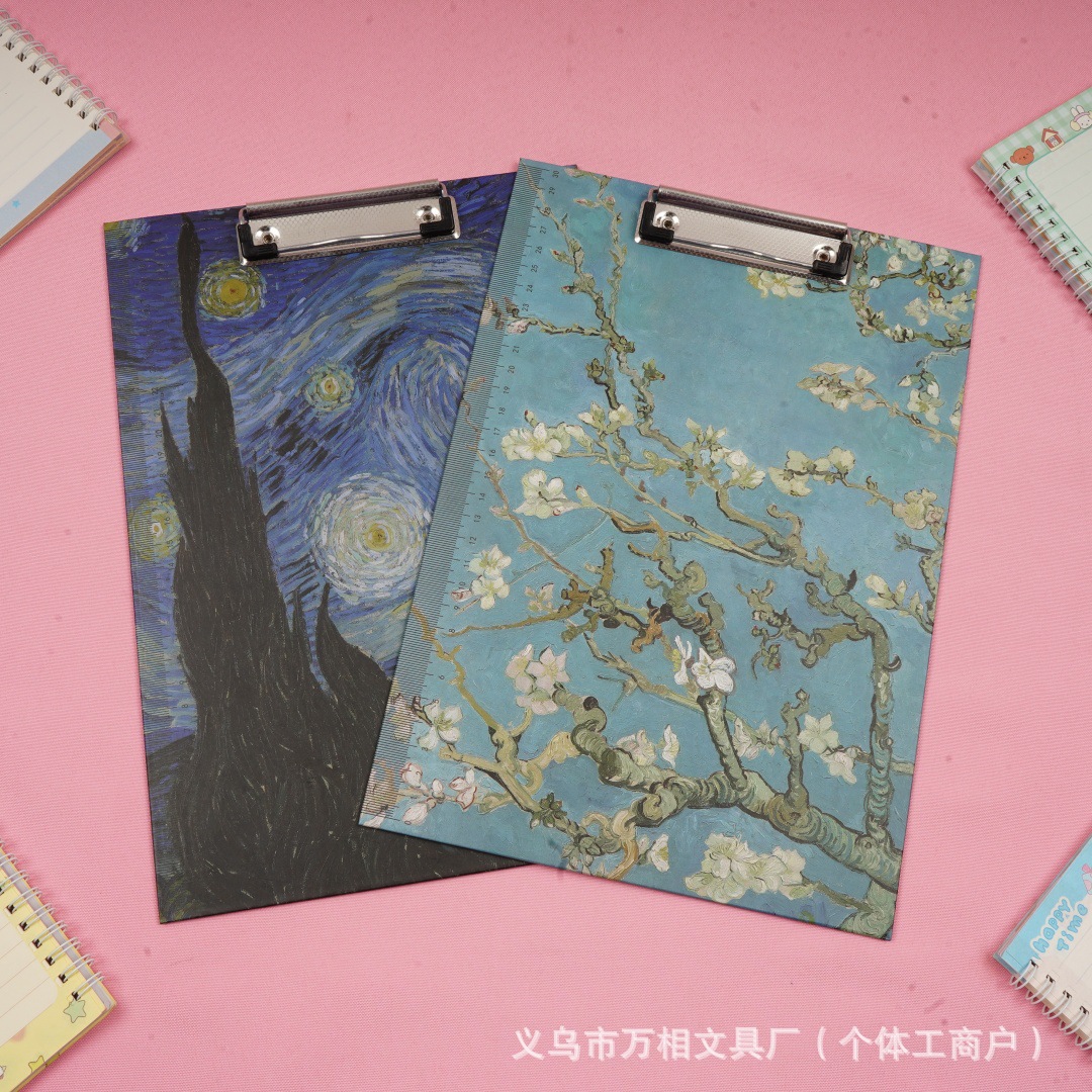 Nuevo Van Gogh A4 abrazadera de alto valor visual carpeta de pintura al óleo creativa en línea A4 papel de prueba abrazadera de papelería especial para estudiantes image 2