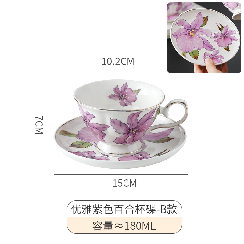 Ins taza de café de lirio de alto valor platillo taza de cerámica de oro transfronterizo nórdico taza de té de flores de Phnom Penh simple para el hogar