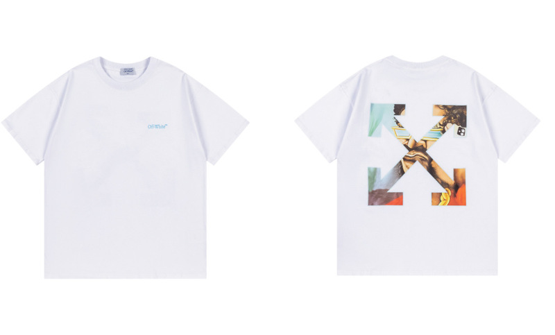 トレンディな漫画落書き油絵矢印半袖男性と女性ルーズカップル OFW 純綿半袖 Tシャツ夏 mk ゼブラ|undefined