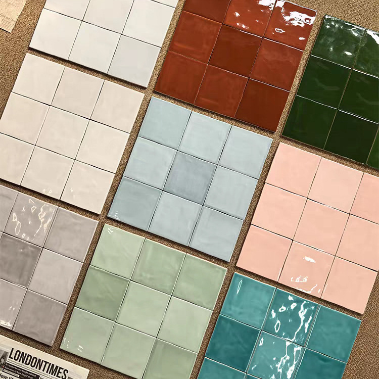Retro Gradient Red Blue Green Bright Small Square Tiles Bathroom Tiles Bathroom Wall Tiles Bed and Breakfast Background Wall Bar Tiles
