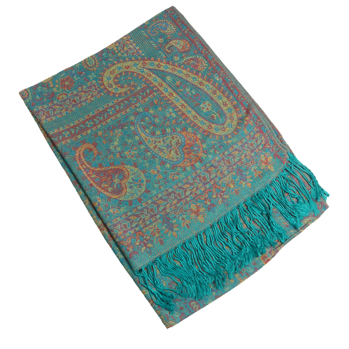 Классический этнический шарф демисезонный с кисточками из искусственного меха, этно-стиль