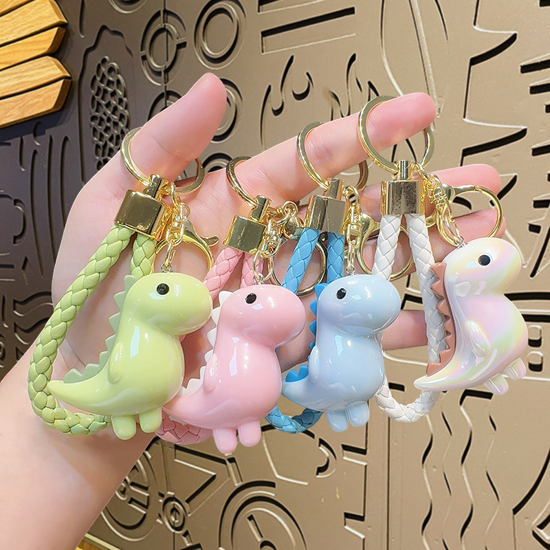 Creative Cartoon Braided Acrylic Dinosaur Doll Keychain Pendant Car Bag Pendant Small Gift Wholesale