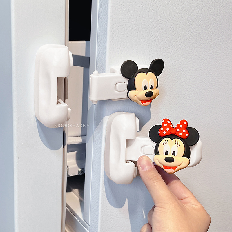 冰箱门锁儿童安全锁可爱卡通米妮防宝宝夹手开柜门固定卡扣免打孔