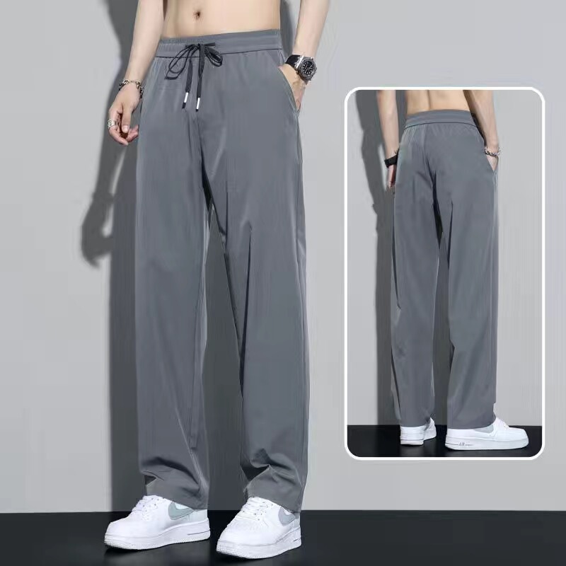 Factory direct wholesale elastic waist casual pants men's spring and autumn new straight tube youth drawstring sports pants Factory direct wholesale elastic waist casual pants men's spring and autumn new straight tube youth drawstring sports pants