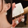 Silver needle, design earrings from pearl, silver 925 sample, Korean style, flowered, simple and elegant design, trend of season