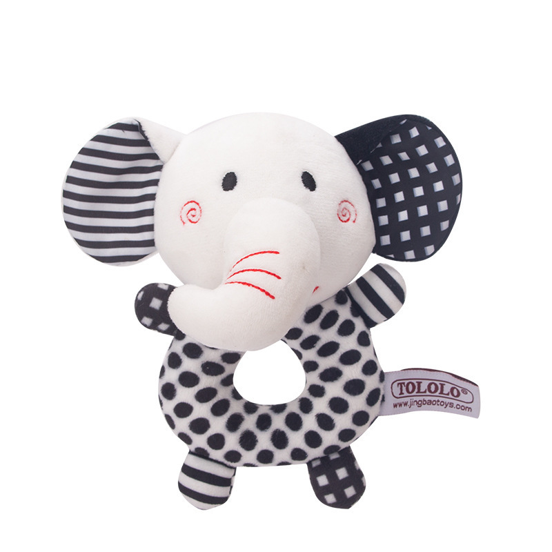 Juego de Sonajeros de Mano con Forma de Zorro y Elefante para Bebés y Niños Pequeños TOLOLO, con Sonajero Redondo y Bolsa con Cierre, Juego Combinado para Jugar con Sonajeros