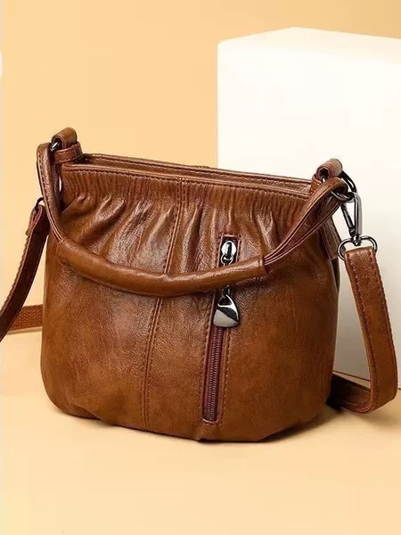 Genuine Leather Texture Fashionable Soft Leather Middle-Aged Mother's Shoulder Crossbody Small Bag 2024 New Style Women's Crossbody Bag