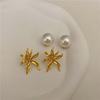Retro fashionable small design earrings from pearl, French retro style, double wear, light luxury style, wholesale
