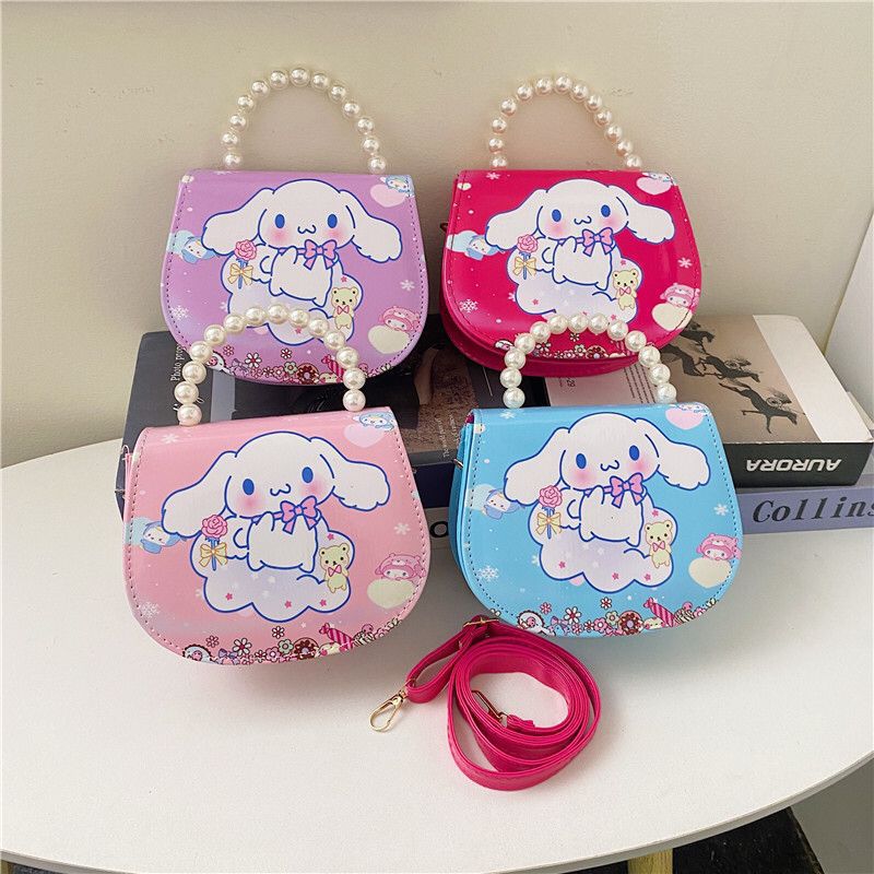 2024 nueva bolsa de hombro para niños princesa Elsa dibujos animados Yue Gui perro coreano nicho perla bolsa de mano inclinada