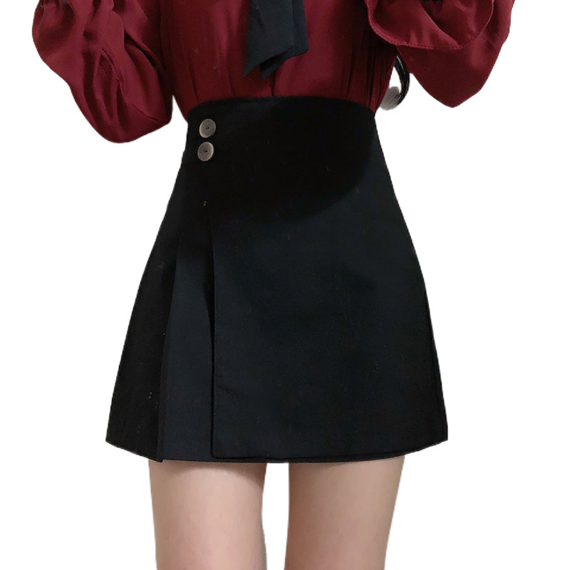 원피스 여성 패션 하이 엔드 여성 싱글 | 세트 가을 및 겨울 새로운 하이 웨이스트 블랙 하프 길이 스커트 2 피스 세트