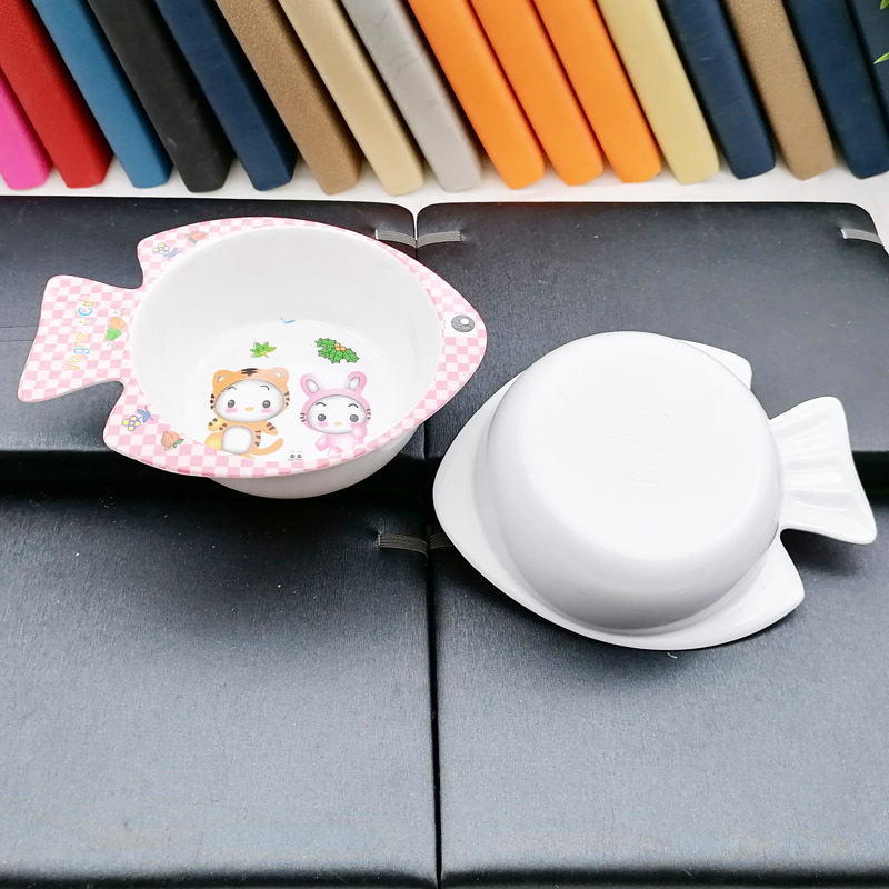 D2443 8802 en forma de pez para niños tazón de melamina tazón de porcelana de imitación vajilla tazón de bebé Yiwu 2 yuanes suministro de la tienda