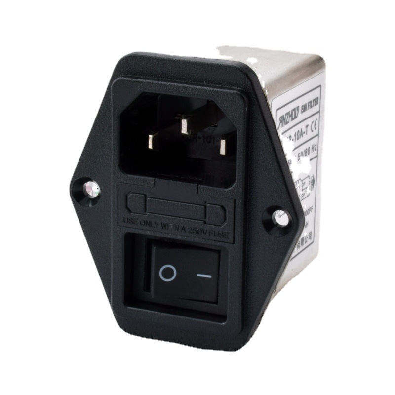 ANZHOU安州CW2B-10A-T IEC插座带开关EMI滤波器10A交流电源净化器