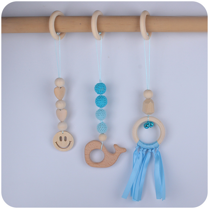 Nuevo bebé suministros de dibujos animados animal haya mordedor calmante bebé juguete pequeña campana fitness rack traje