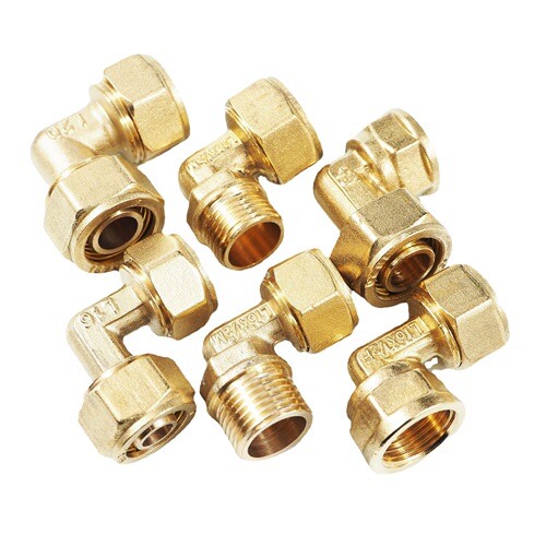 Aluminum-plastic pipe copper joint 1216 copper tee joint elbow straight-through outer wire solar joint water heater pipe fittings 20