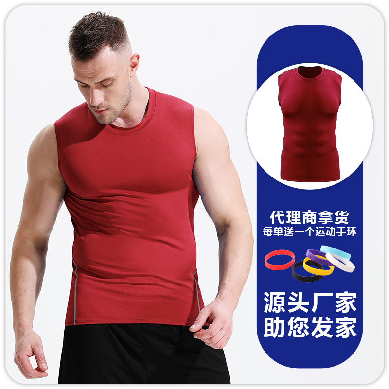 Hombres hombro en blanco tight bodybuilding fitness deportes yoga chaleco obstáculo running training bottoming ropa deportiva superior image 9