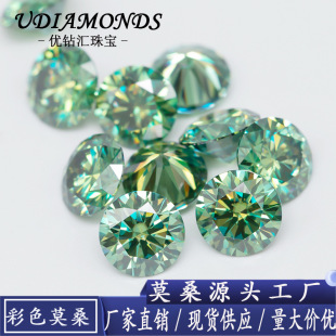 Deep yellow green moissanite bare stone factory jewelry inlay source supply spot straight hair one card one yard
