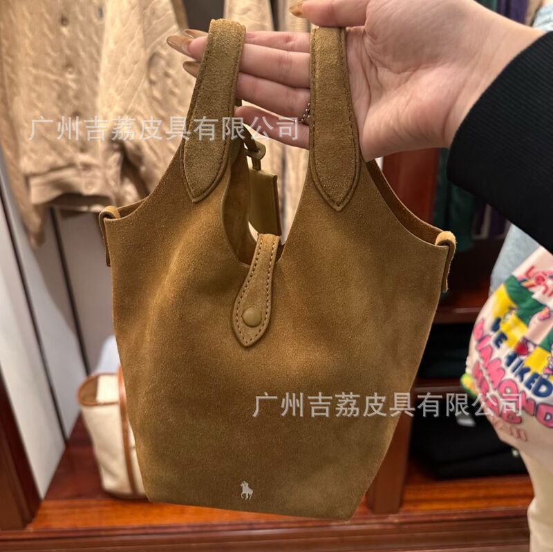 2026 new autumn and winter collection: Raffia top-grain leather polo basket bag, bucket bag, handbag, shoulder bag, and crossbody bag
