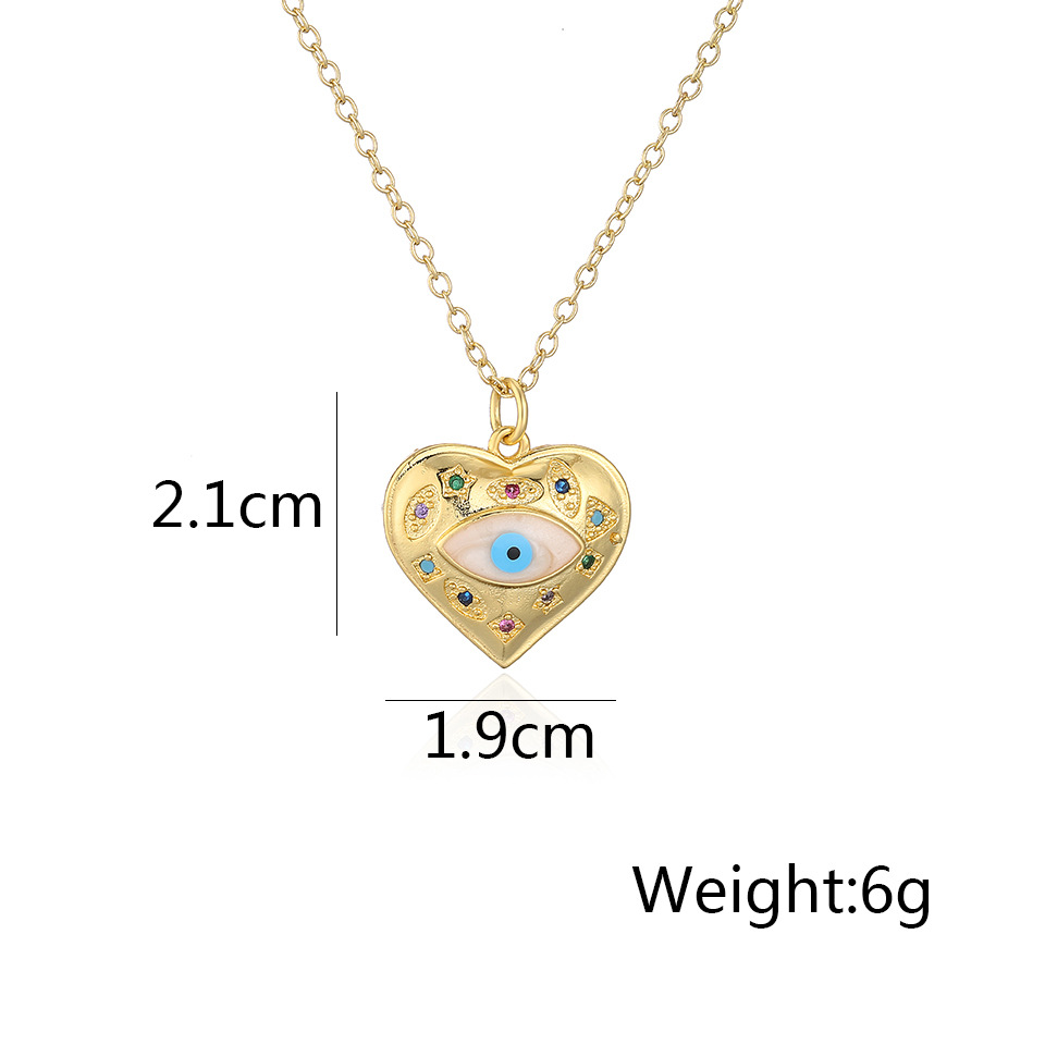 Fashion Round Devilu0027S Eye Heart Shape Copper Inlay Artificial Pearls Zircon Pendant Necklace