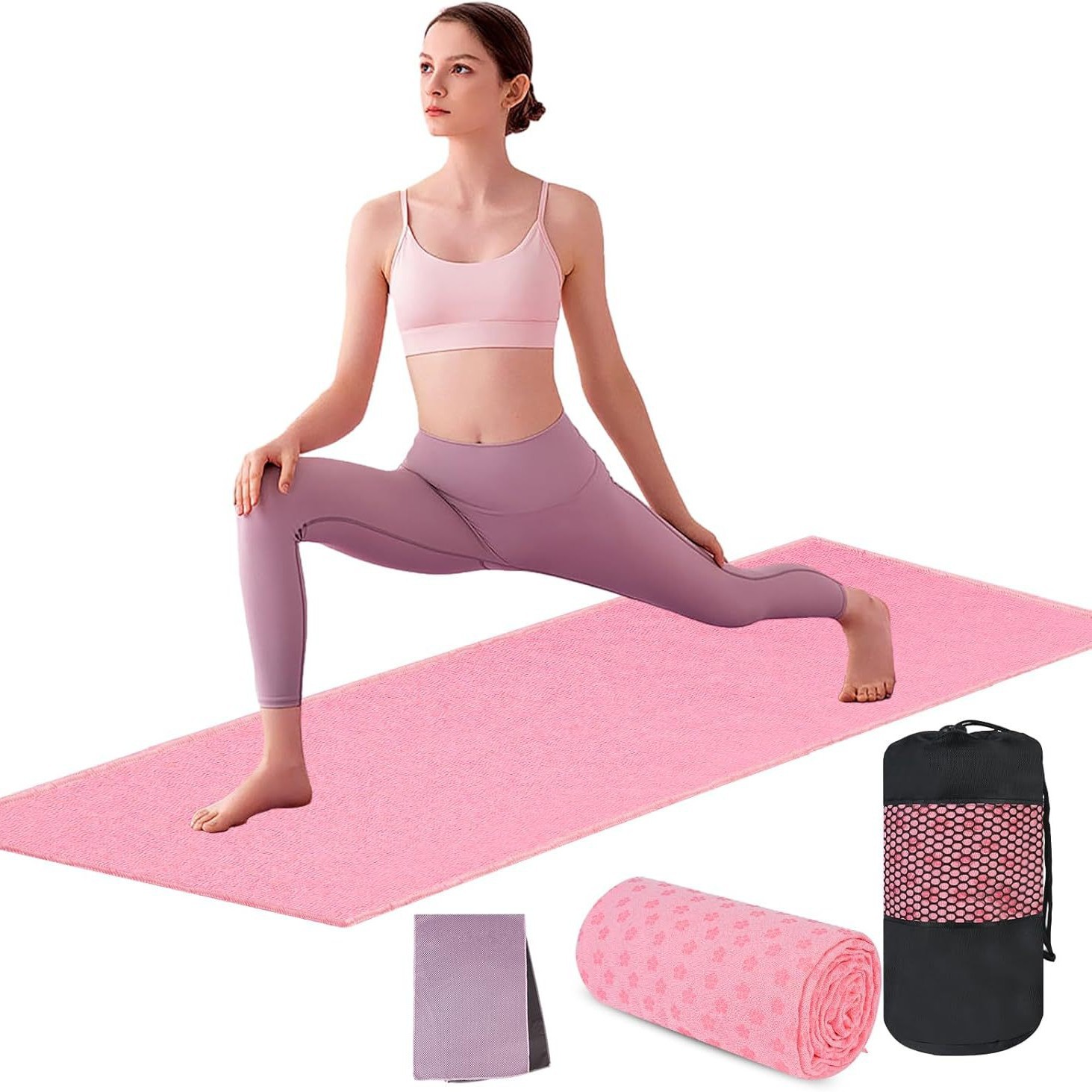 Yoga Towel Yoga Mat Towel Blanket with Quick-Drying Towel and Mesh Bag Hj