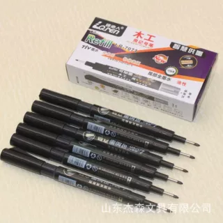 绿沁人7071木工长头记号笔黑色油性速干特殊笔头可加墨工地瓦工笔