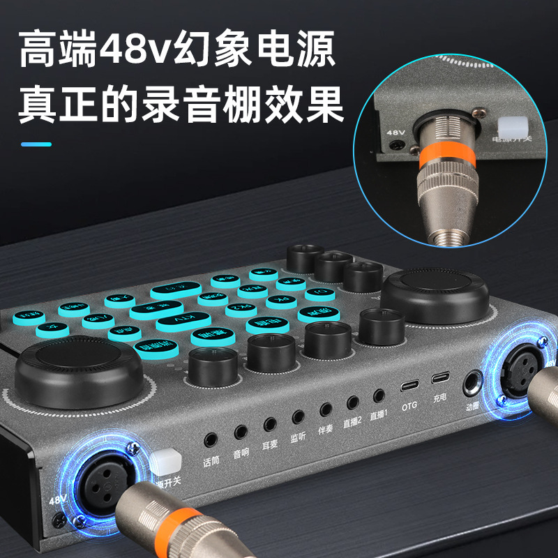 新型A3生中継サウンドカード設備ディザトーン速手k歌音響無線マイク携帯電話パソコン共通|undefined