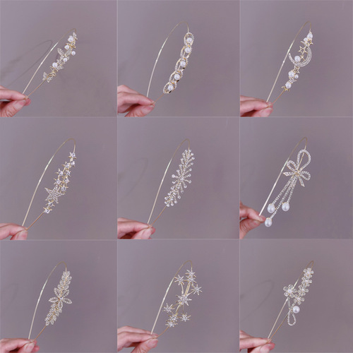  New Zircon Diamond Headband Female Princess Style Headband Temperament Pearl Hairpin High-end Outing Headwear