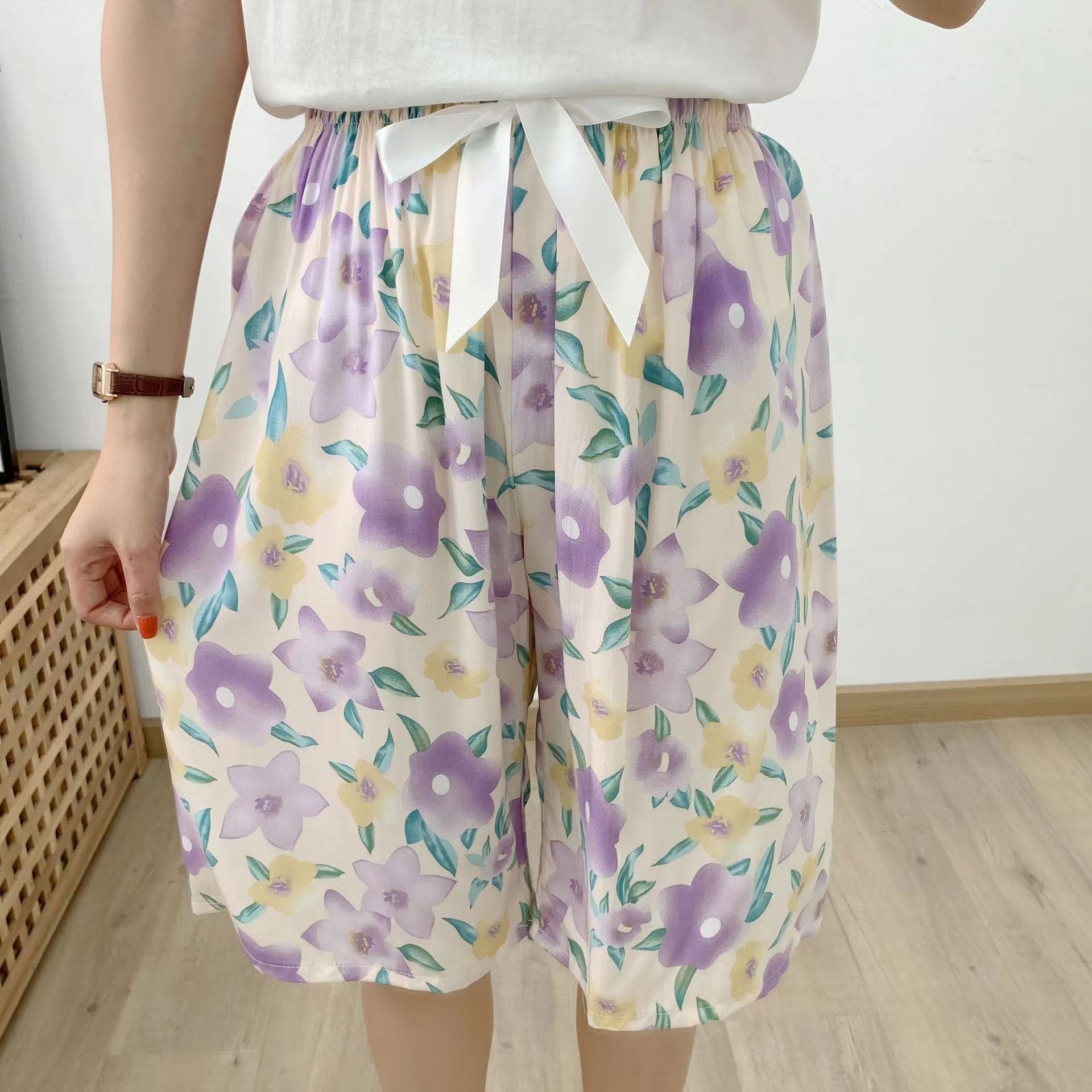 ¡Ropa para dormir! Pijama de seda de algodón pantalones cortos de verano para mujer