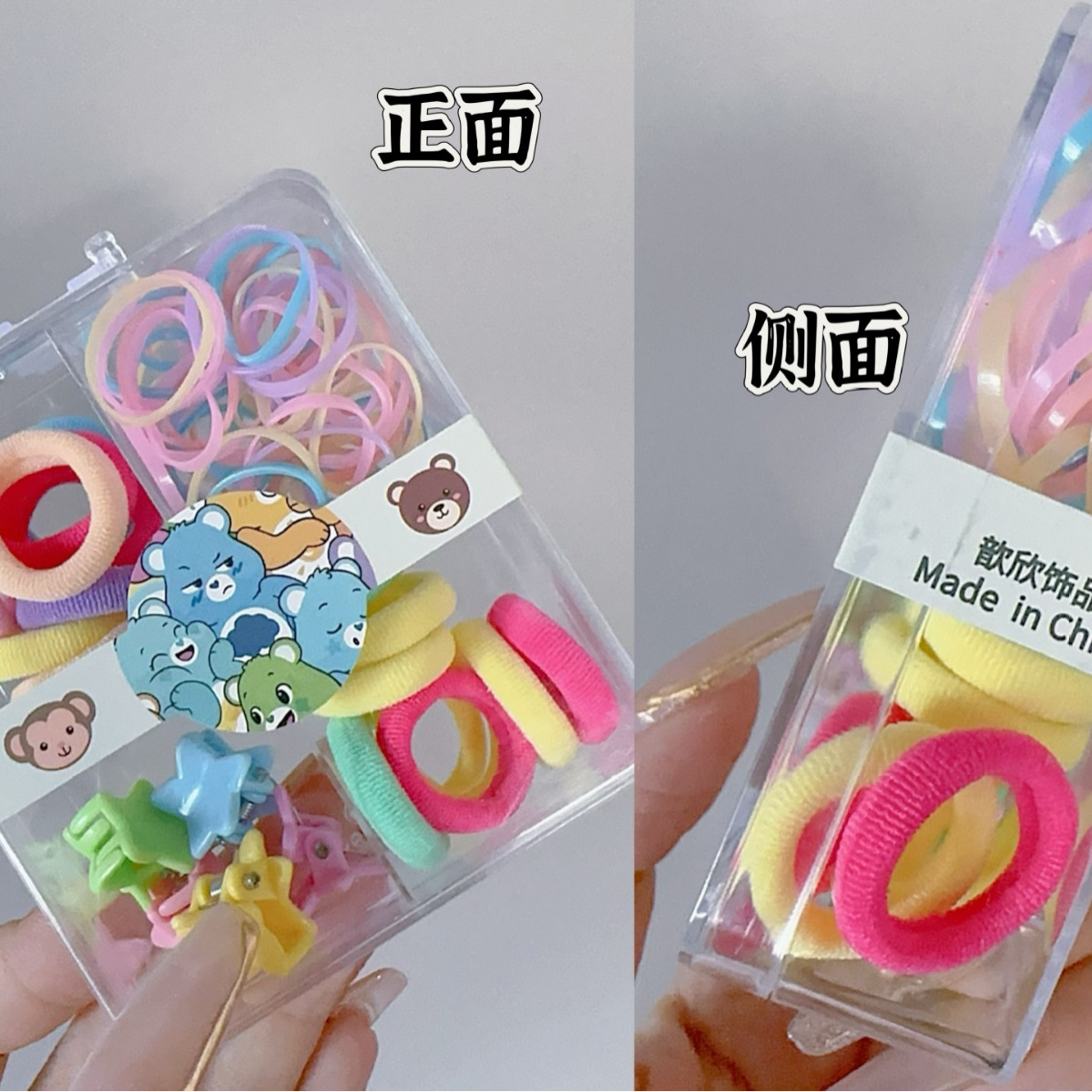 Al por mayor 2.5 pulgadas pulgar pequeño anillo de cabello nuevo niño no lesiones de cabello correa de color caja de chaqueta de cabello pequeña personalidad encantadora