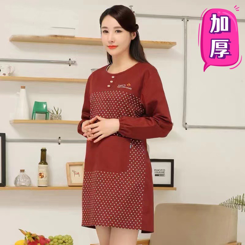 8587 쓰리버튼 피치 도트 블라우스-커피컬러
