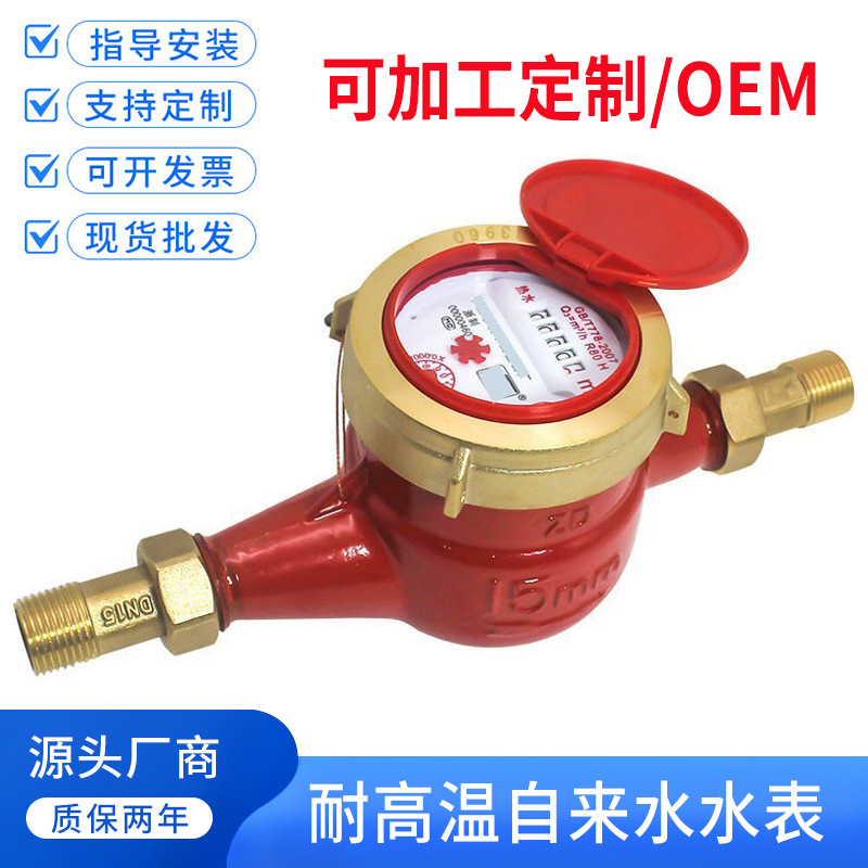 加工定制宁波水表耐高温自来水表家用出租房太阳能热水表螺纹4分6