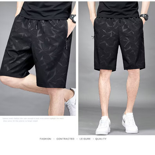 Summer ice silk shorts for men, loose casual casual pants, men's thin stretch sports pants, breathable and quick-drying beach pants