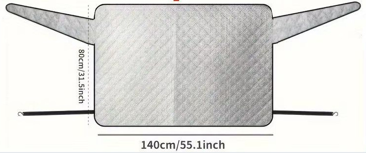 Thickened aluminum foil car windshield snow cover, sun protection and anti-freeze universal model with reflective strip mirror cover