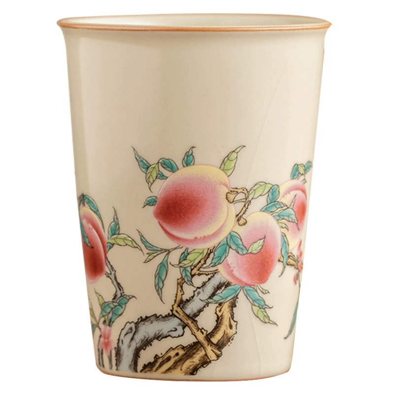 Ru kiln powder peach drinking tea cup can open the tablet can nourish the high -end Chinese master cup single cup large capacity Coca