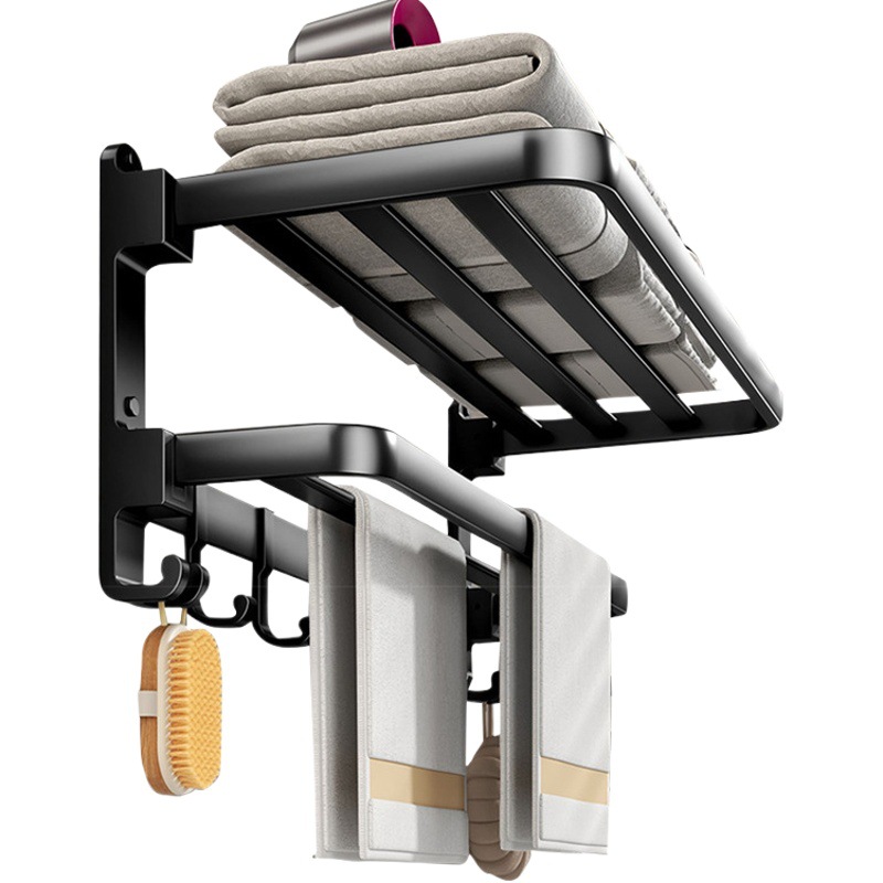 Pistola gris plegable toalla rack ponche libre inodoro almacenamiento rack multifuncional baño toalla rack de almacenamiento