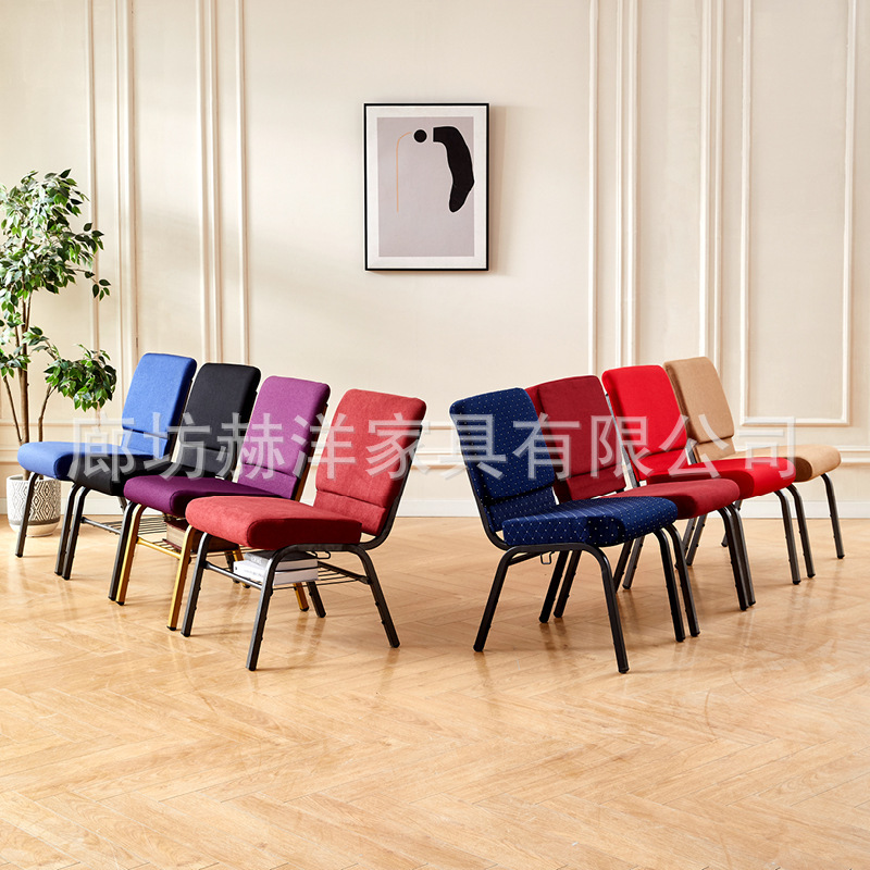 Silla plegable de tela suave para iglesia y auditorio, asiento con respaldo para conferencias y entrenamiento image 5