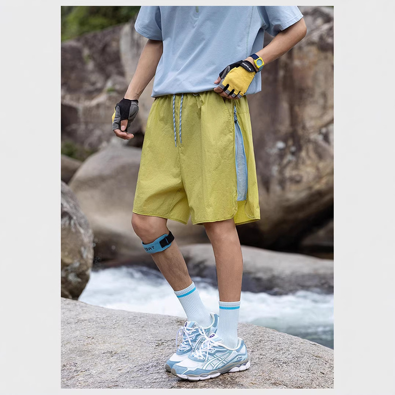 Friday Friday Quick-Dry Pants with Cooling Sensation, Sun Protection, Color-Blocking, Unisex Casual Pants, High-Waisted Slimming Sports Shorts