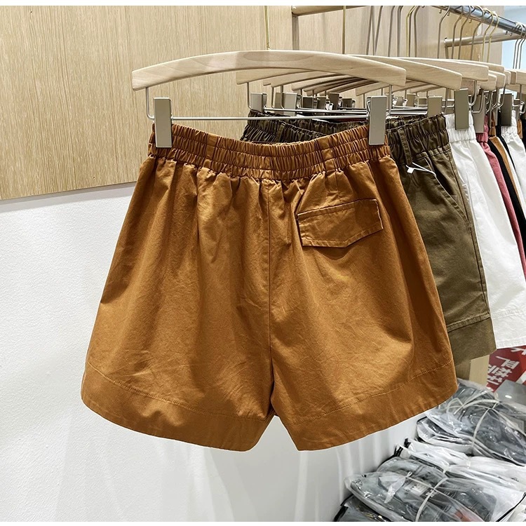 High Waist A-Line Pure Cotton Shorts For Women, Loose Fit Wide Leg Casual Summer Shorts With Tummy Control_ecoleips.com