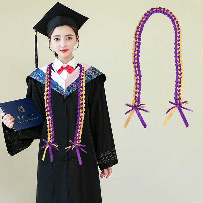 더블 졸업 리본 꼰 칼라 리본 리본 로프 명예 수제 리본 목걸이 아마존