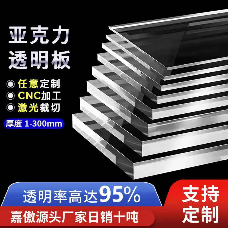 透明亚克力板PC塑料阻燃板PS有机板支持激光加工UV印刷彩色板定制