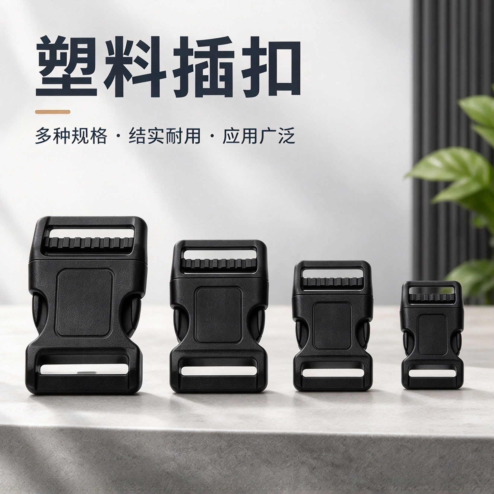 多规格弓形塑料插扣背包织带调节扣书包箱包黑色卡扣辅料批发
