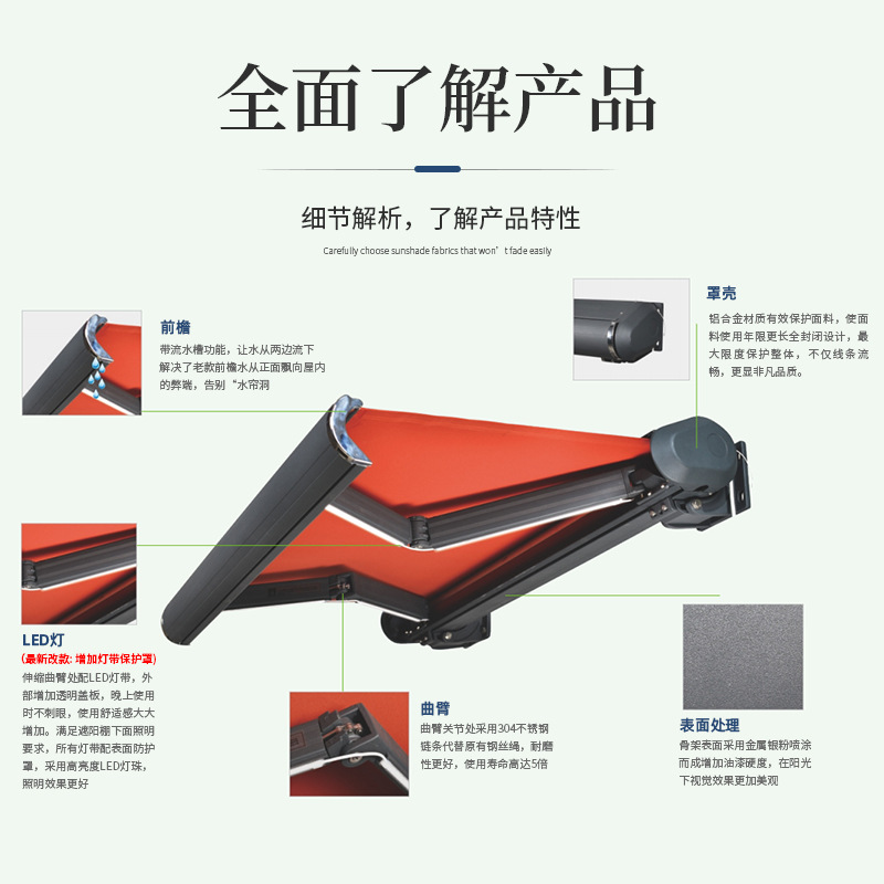 Eléctrico toldo retráctil caja completa plegable automático sombrilla Canopy patio balcón Villa al aire libre fuente de la fábrica