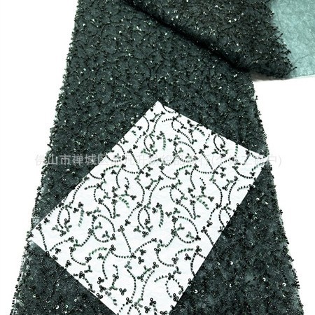 Fabricantes nuevos bordados cuentas de tela de encaje de alta calidad vestido de boda vestido de cena tela de moda