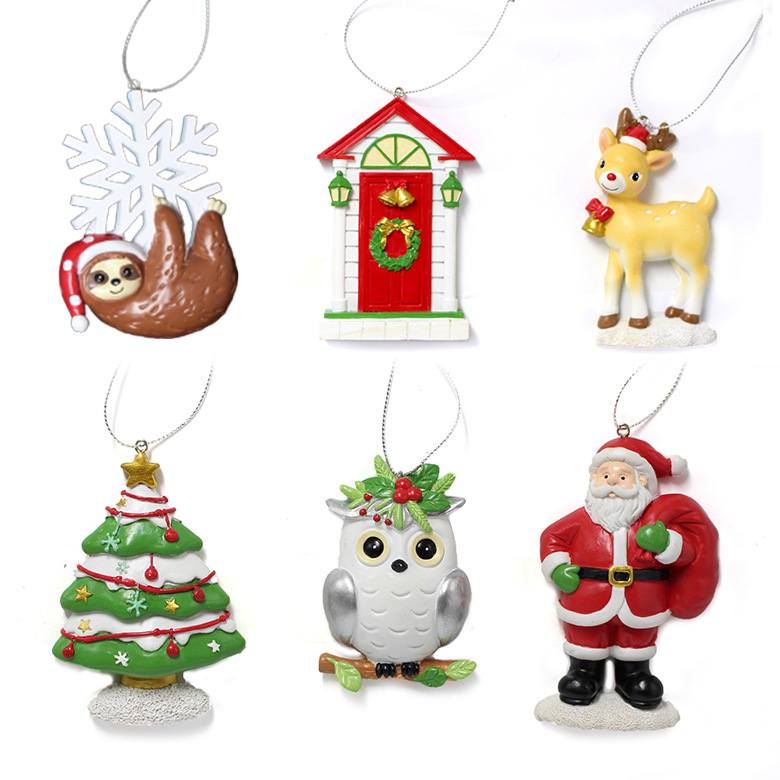  hot Christmas DIY Santa Claus elk decorative ornaments home resin crafts Christmas tree pendant