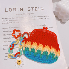 HD5125 Retro Rainbow Flower Smiling Face Chain Wallet Gradient Chain Trendy Star Crochet Storage Bag INS Style
