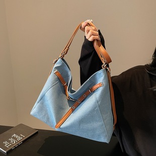 Universal retro denim shopping bag, one-shoulder bag