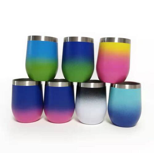 Amazon 304 stainless steel 12oz egg cup U-shaped large belly cup with straw eggshell cup red wine glass wholesale